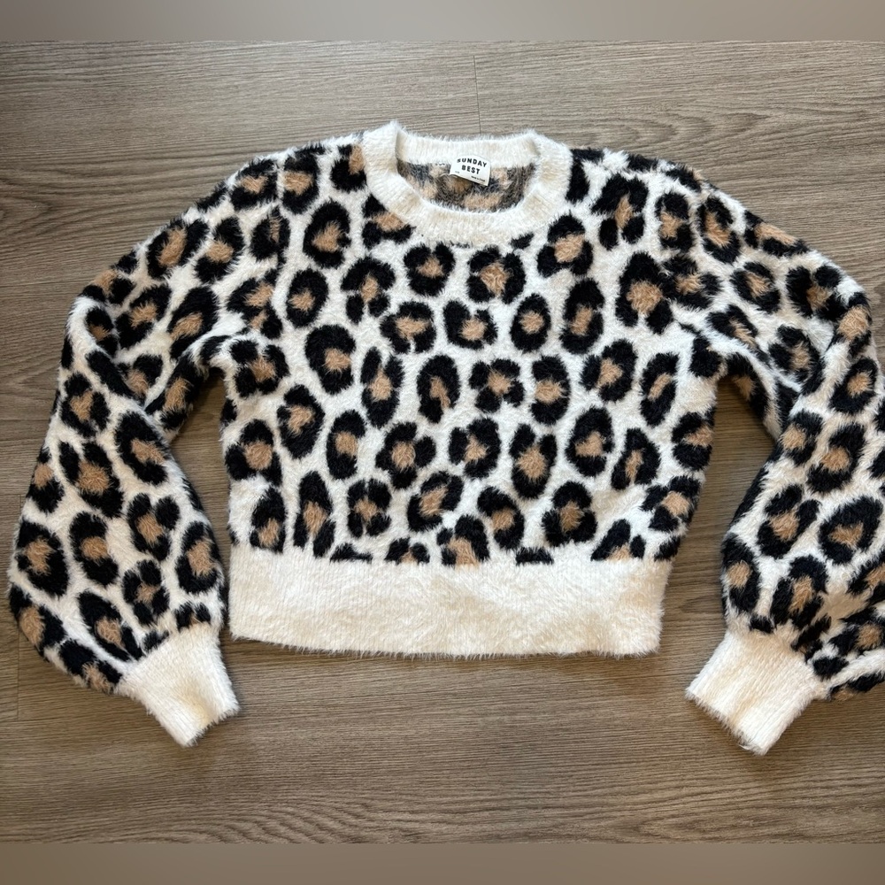 Sunday Best Leopard Print Cropped Neck Sweater